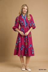 "Christine" Floral Midi Dress - The Katie Grace Boutique