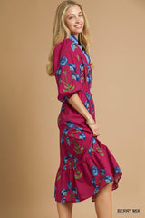 "Christine" Floral Midi Dress - The Katie Grace Boutique