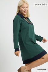 "Tabitha" Waffle Knit Zip Collar Dress, Plus - The Katie Grace Boutique