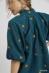"Autumn" Corduroy Embroidered Shirt