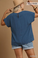"Briar" Scalloped Linen Top, Plus - The Katie Grace Boutique