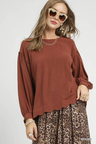 "Sarah" Linen Blend Blouse, 2 colors - The Katie Grace Boutique