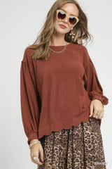 "Sarah" Linen Blend Blouse, 2 colors