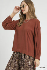 "Sarah" Linen Blend Blouse, 2 colors