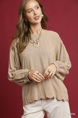 "Sarah" Linen Blend Blouse, 2 colors