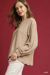 "Sarah" Linen Blend Blouse, 2 colors