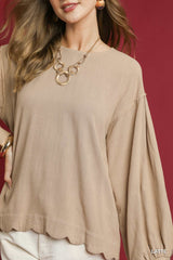 "Sarah" Linen Blend Blouse, 2 colors