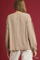 "Sarah" Linen Blend Blouse, 2 colors