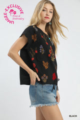 "Phoebe" Top Blend Embroidered - The Katie Grace Boutique