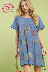 "Abbie" Tiered Embroidered Dress - The Katie Grace Boutique