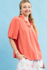 "Jolene" Linen Blend Top, 2 colors - The Katie Grace Boutique