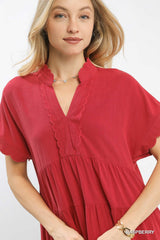 "Tonya" Scalloped Trim Dress - The Katie Grace Boutique