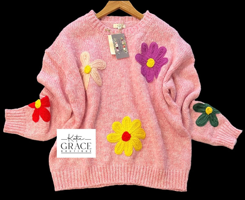 "Nichole" Floral Sweater - The Katie Grace Boutique