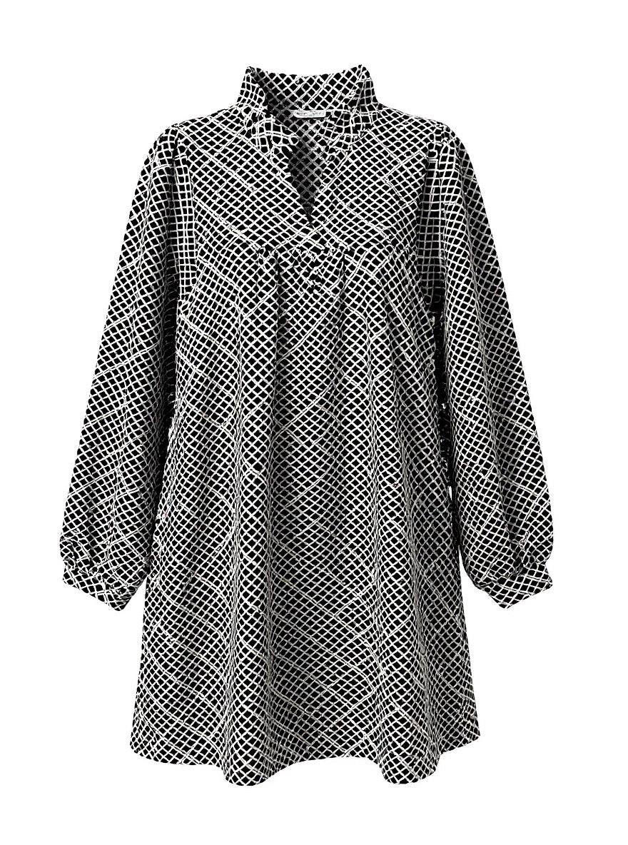 "Cleo" Dress with Ruffled Collar