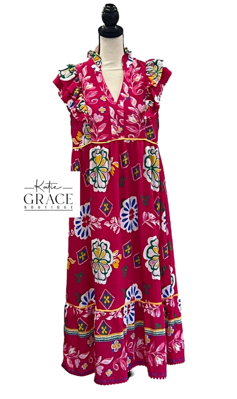 "Mikah" Ruffled Sleeve Dress - The Katie Grace Boutique