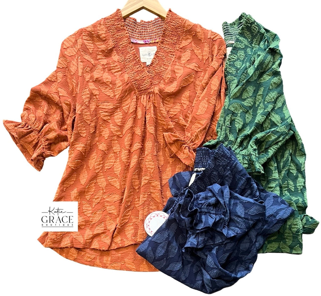 "Layla" Jacquard Blouse, 3 colors - The Katie Grace Boutique