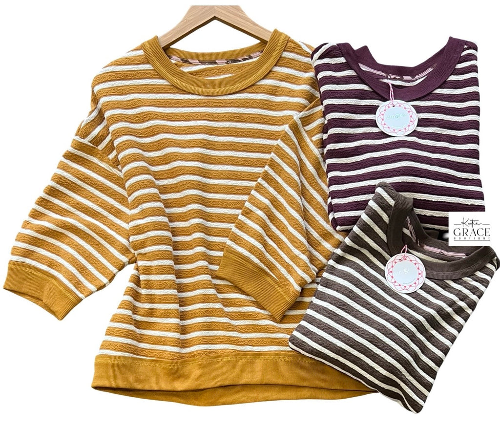 "Allie" Textured Striped Pullover, 3 colors - The Katie Grace Boutique