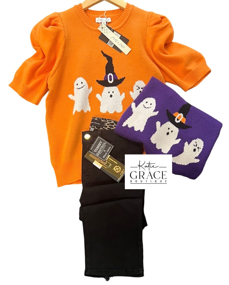 "Luna" Happy Ghost Sweater, 2 colors - The Katie Grace Boutique