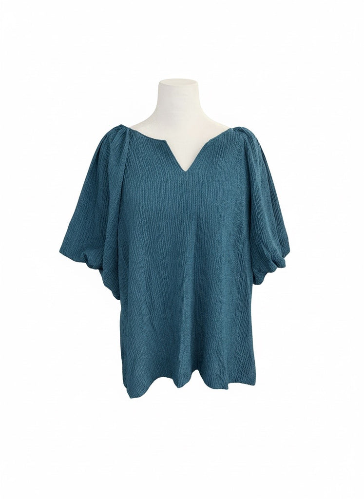 "Kendra" Textured Blouse - The Katie Grace Boutique