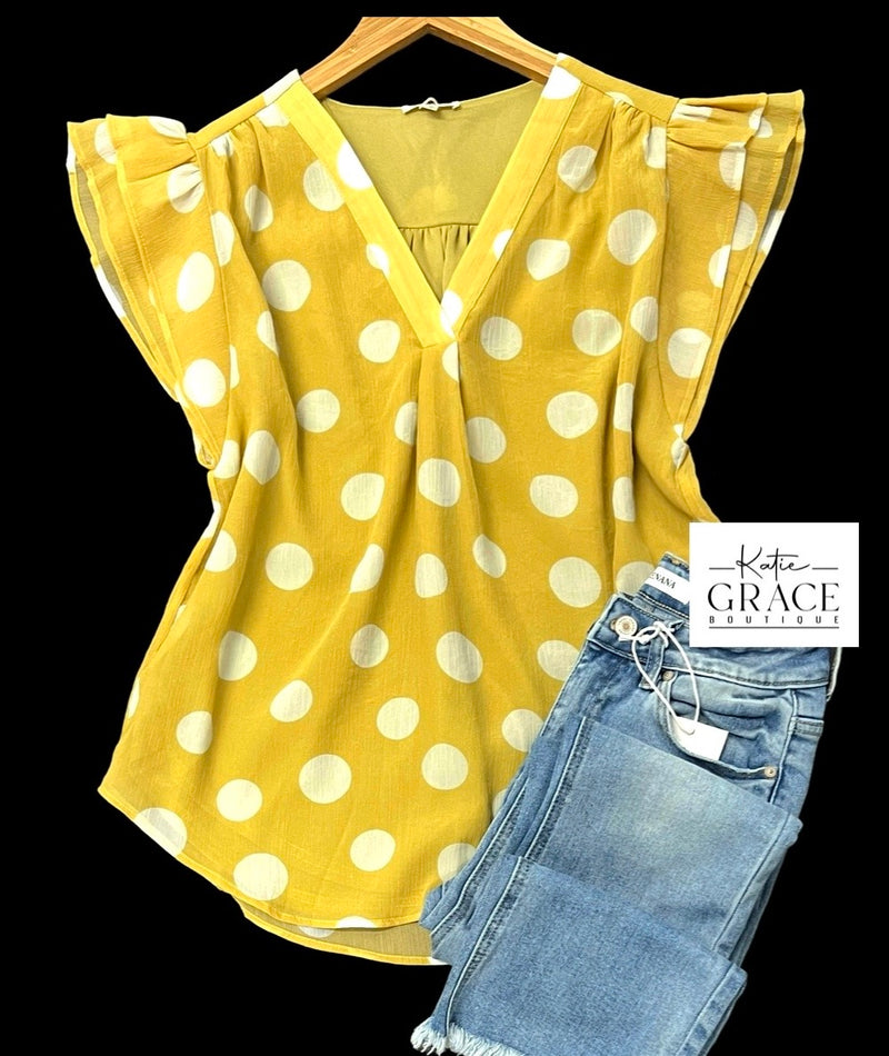 "Celeste" Polka Dot Blouse - The Katie Grace Boutique