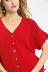 "Hartly" Scalloped Linen Blend Top - The Katie Grace Boutique
