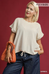 "Starla" Scalloped Linen Top. S-2XL.