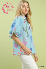 "Charlotte" Floral Blouse - The Katie Grace Boutique