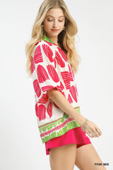 "Lilly" Printed Blouse - The Katie Grace Boutique