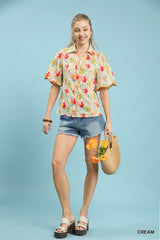 "Coral" Waterprint Blouse - The Katie Grace Boutique