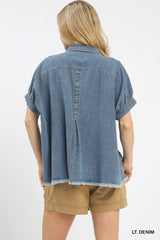 "Sophia" Oversized Denim Top - The Katie Grace Boutique