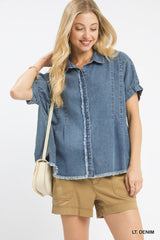 "Sophia" Oversized Denim Top - The Katie Grace Boutique