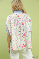 "Clara" Mixed Prints DolmnaTop - The Katie Grace Boutique