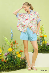 "Clara" Mixed Prints DolmnaTop - The Katie Grace Boutique