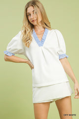 "Sutton" Striped Ruffle Details