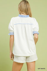 "Sutton" Striped Ruffle Details