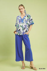 "Marie" Tropical Print Blouse - The Katie Grace Boutique