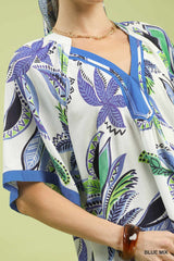 "Marie" Tropical Print Blouse - The Katie Grace Boutique