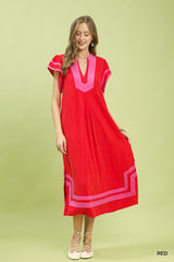 "Catrina" Linen Blend Midi Dress