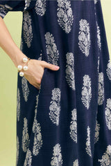 "Malita" Navy Midi Dress