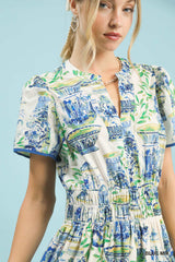 "Madeline" Vase Print Dress - The Katie Grace Boutique