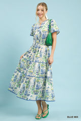 "Madeline" Vase Print Dress - The Katie Grace Boutique