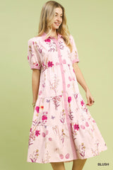 "Claire" Floral Midi Dress - The Katie Grace Boutique