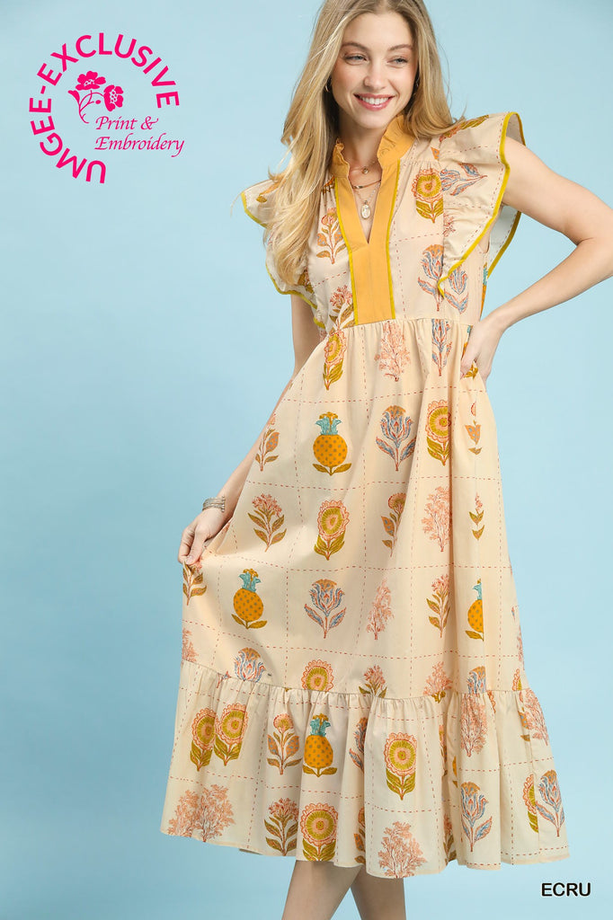 "Summer" Floral Midi Dress