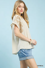 "Maddie" Linen Embroirded Top - The Katie Grace Boutique