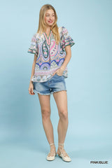 'Paisley" Printed Top - The Katie Grace Boutique