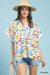"Summer" V Neck Blouse - The Katie Grace Boutique