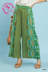 "Lola" Wide Cropped Printed Pant - The Katie Grace Boutique