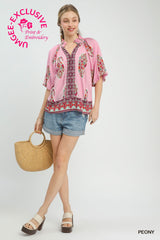 "Cora" Half Sleeve Blouse - The Katie Grace Boutique