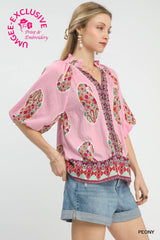 "Cora" Half Sleeve Blouse - The Katie Grace Boutique