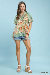 "Goldie" Mixed Print Blouse